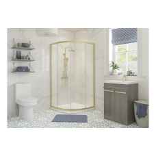 Ash Quadrant Shower Doors Brushed Brass c/w Shower Tray